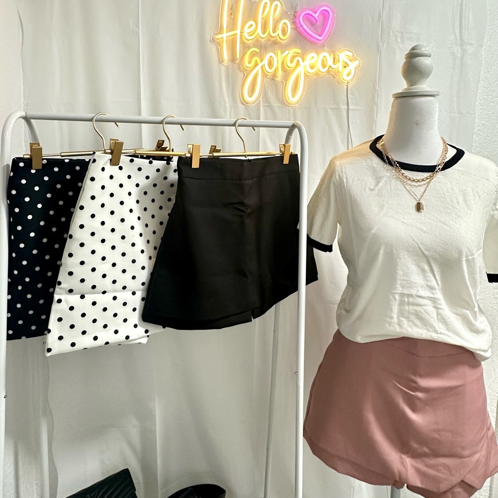 Stylish Black and White Polka Dot Skort